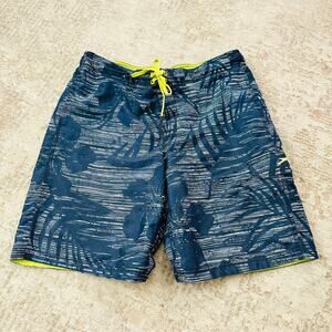 Speedo Swim Trunks Board Shorts Men's Medium Blue Green Lined